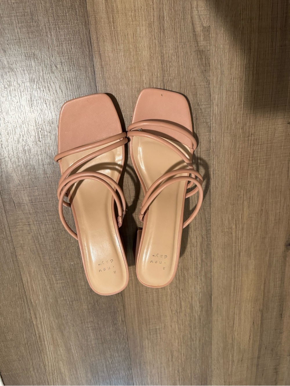 Strappy Square-Toe Heeled Sandals in Tan
